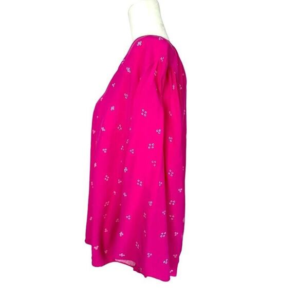 Ava & Viv Pink Top Blouse Rayon Geometric Flutter 3/4 Sleeve V Neck Plus Size X - Picture 4 of 7